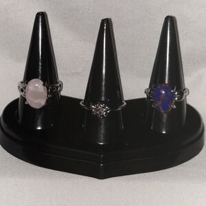 Elegant Silver and Gemstone Ring Set Size 8